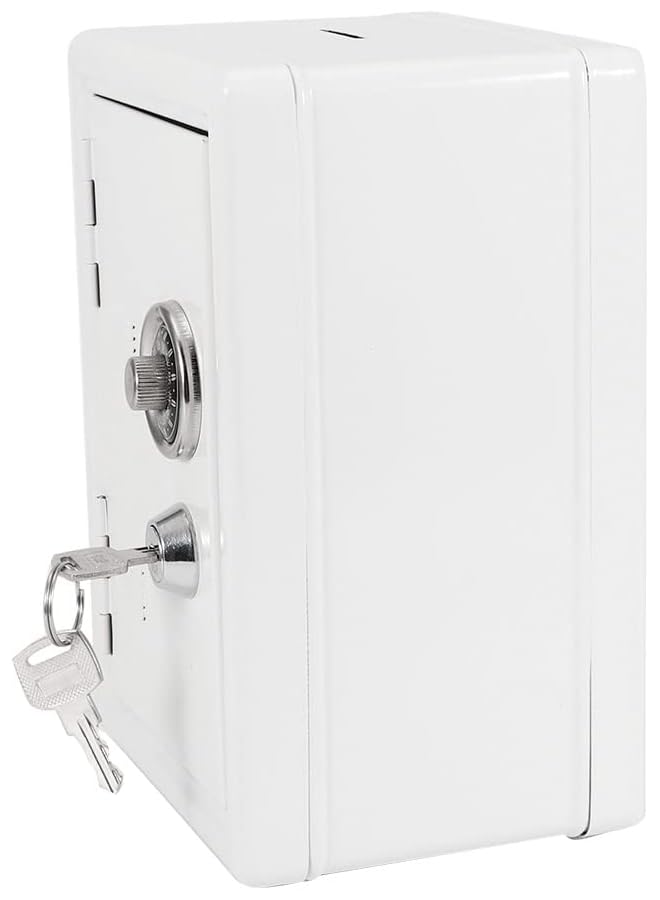 إيروريكس صندوق أمان آمن مع مفتاحين وكلمة مرور ولعبة تعليمية وعملات نقدية لتوفير المال للأطفال في المنزل باللون الأبيض - Image 5