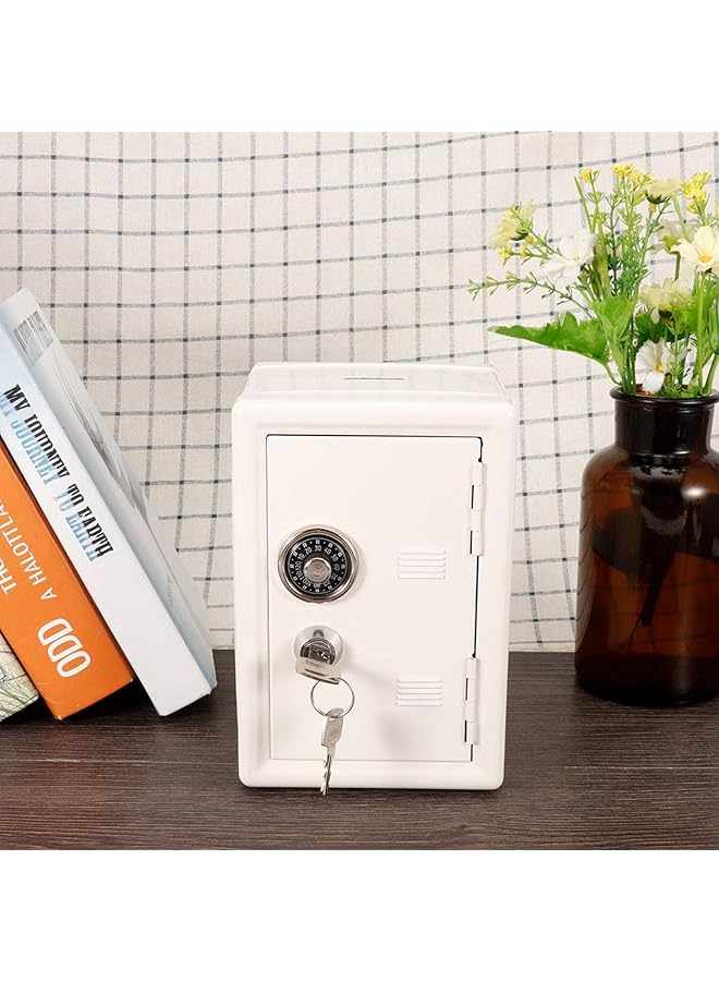 إيروريكس صندوق أمان آمن مع مفتاحين وكلمة مرور ولعبة تعليمية وعملات نقدية لتوفير المال للأطفال في المنزل باللون الأبيض - Image 3