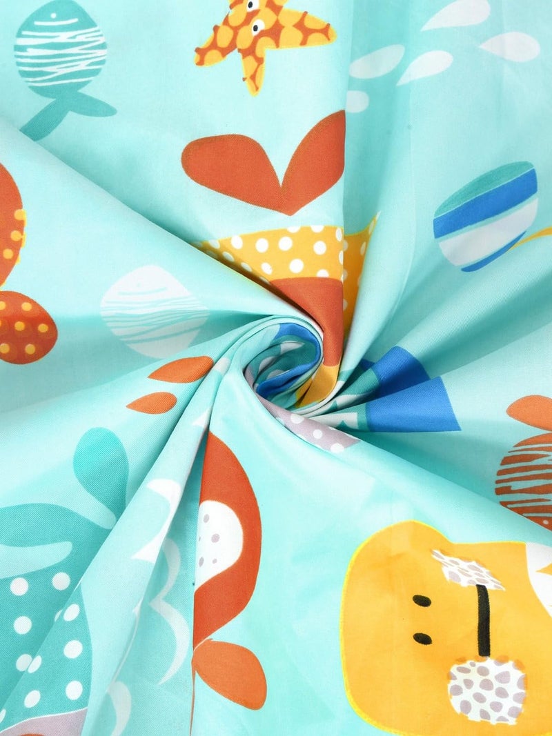 DECOMIZER Glace Cotton Wrinkle Free Soft Hypoallergenic Bed Sheet | Cartoon Printed Double Bedsheets King Size for Kids with 2 Pillow Cover (90x95 Inches/Aquarium), 300 TC - Image 4