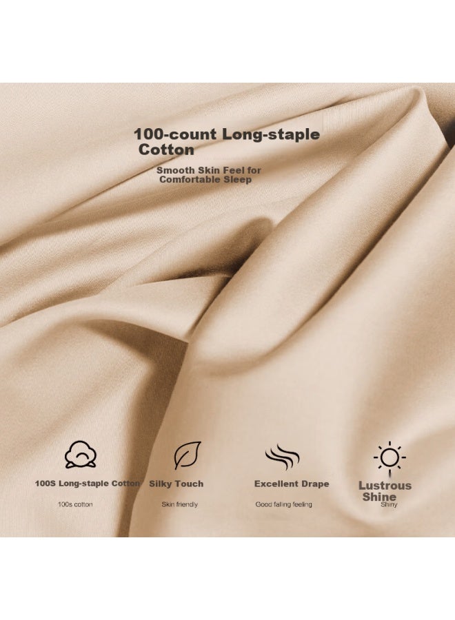 La Torretta Bed Sheet Single Piece 100-thread Count Long-staple Cotton Solid Color Pure Cotton Hotel Bedding Sheet Liuguang Apricot 245*270cm