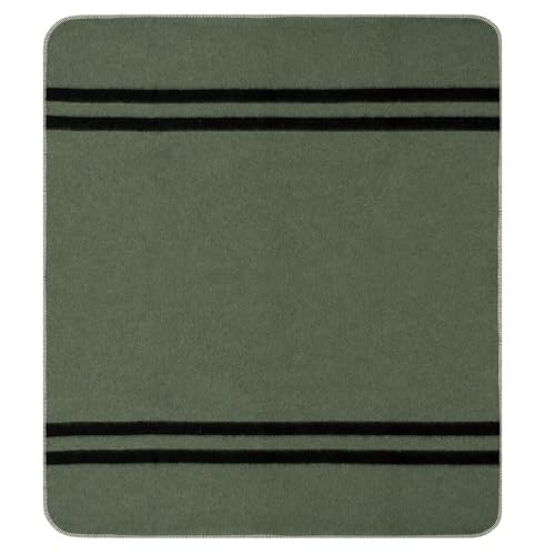 Alpaca Warehouse Thick Alpaca Wool Blanket Heavyweight for Camping Outdoors or Using Indoors | Soft Peruvian Alpaca Wool Blankets (Fern Green - Black Stripes, Travel Size) - Image 2