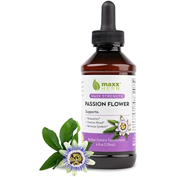 Maxx Herb Passion Flower Extract - Max Strength Passion-Flower Liquid Absorbs Better Than Capsules, for Relaxation and Stress Relief, Alcohol-Free - 4 Oz Bottle (60 Servings) - Image 1