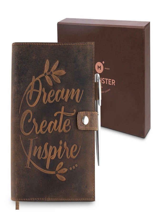 moonster Leather Journal Notebook A5 Refillable - Handmade Vintage Diary with Pen - 320 Lined Pages - Rustic Travel Writing Book for Men & Women - Genuine Leather Bound Notepad - Image 1