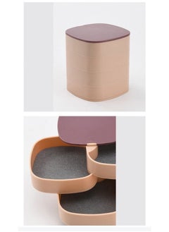 fashionhome Portable 4 Layer 360 Degree Rotating Jewelry Storage Organizer Box with Mirror for Earrings Ring Bracelet Lipstick  - Image 5