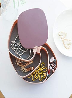 fashionhome Portable 4 Layer 360 Degree Rotating Jewelry Storage Organizer Box with Mirror for Earrings Ring Bracelet Lipstick  - Image 4