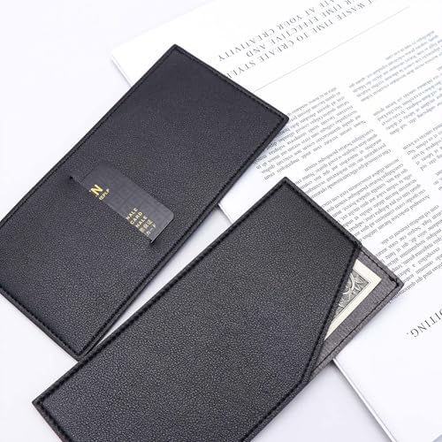 XiowDow Black Cash Envelope Wallet Cash Holder PU Leather Cash Stuffing Budget Wallet Card Bill Holder Reusable Money Envelopes for Women Receipt Coupon Organizer - Image 2