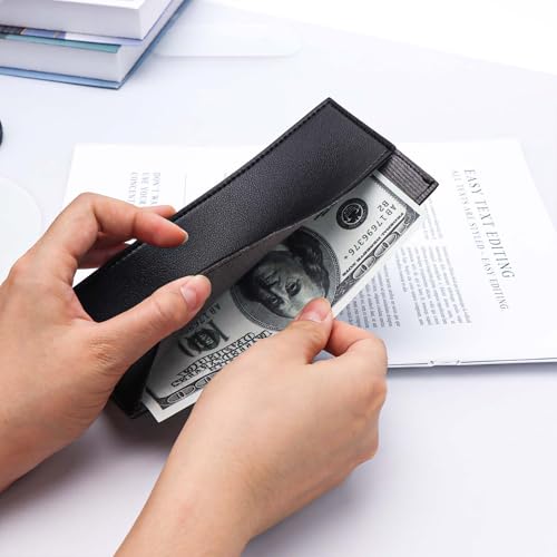 XiowDow Black Cash Envelope Wallet Cash Holder PU Leather Cash Stuffing Budget Wallet Card Bill Holder Reusable Money Envelopes for Women Receipt Coupon Organizer - Image 3
