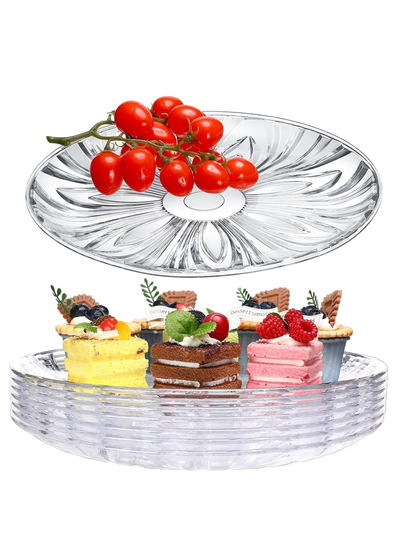 Zikra 5 Pcs Plastic Serving Trays - 12 Inch Round Clear Trays, Crystal Food Platters for Valentine's Day Birthday Parties Weddings - Ideal for Cake Cookies Fruits - Image 1