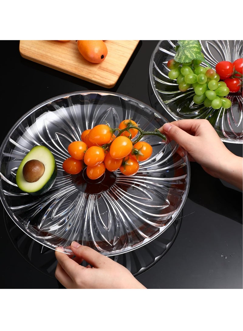 Zikra 5 Pcs Plastic Serving Trays - 12 Inch Round Clear Trays, Crystal Food Platters for Valentine's Day Birthday Parties Weddings - Ideal for Cake Cookies Fruits - Image 4
