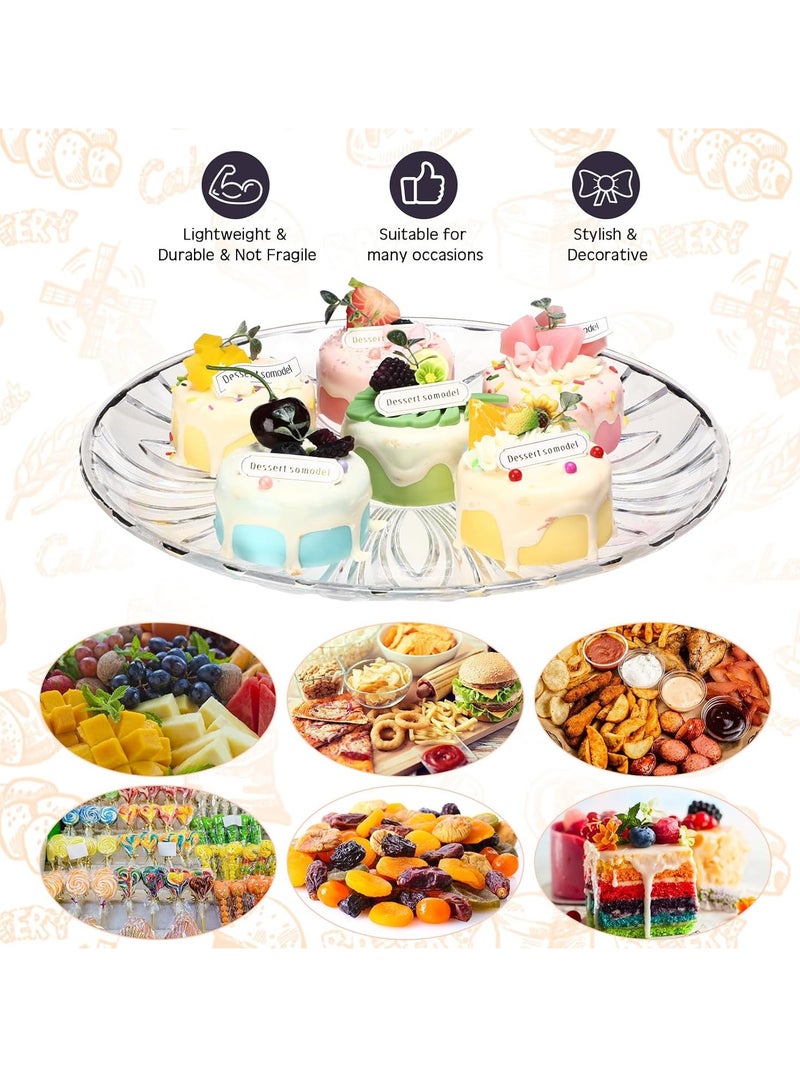 Zikra 5 Pcs Plastic Serving Trays - 12 Inch Round Clear Trays, Crystal Food Platters for Valentine's Day Birthday Parties Weddings - Ideal for Cake Cookies Fruits - Image 3