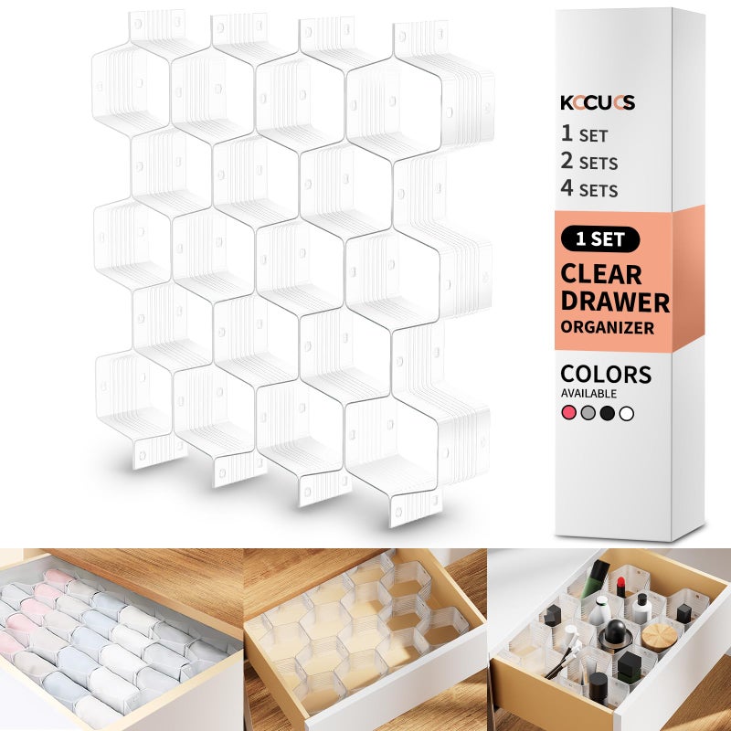 Kocuos Honeycomb Separator Adjustable Drawer Organizer Divider for Underwear BeltScarf Socks Organizer White1pc