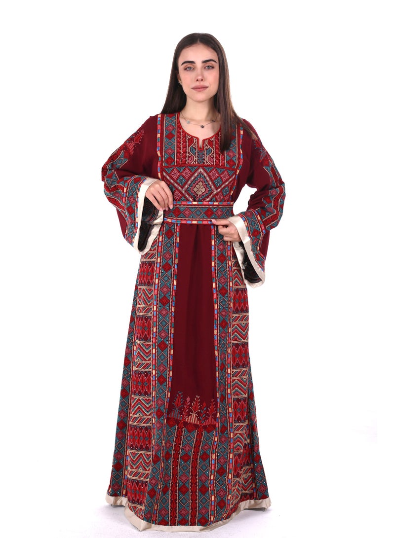 البنت الشرقية جلابية نسائية مطرزة مع حرام على الخصر فستان - Image 3