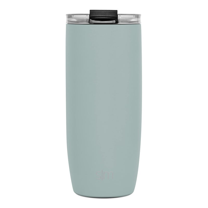 Simple Modern كوب السفر البسيط الحديث مع غطاء قابل للطي | كوب حراري معزول من الفولاذ المقاوم للصدأ للقهوة المثلجة | هدايا للنساء والرجال | مجموعة فويجر | 20 أونصة | زجاج البحر الحكيم - Image 2