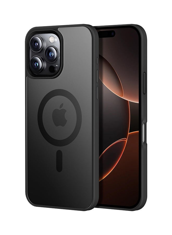 Tersely Magnetic Case for iPhone 16 Pro,Compatible with MagSafe,Scratch-Resistant,Anti-Scratch Translucent Matte Back Phone Cover - Black - Image 1