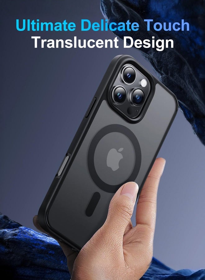 Tersely Magnetic Case for iPhone 16 Pro,Compatible with MagSafe,Scratch-Resistant,Anti-Scratch Translucent Matte Back Phone Cover - Black - Image 4
