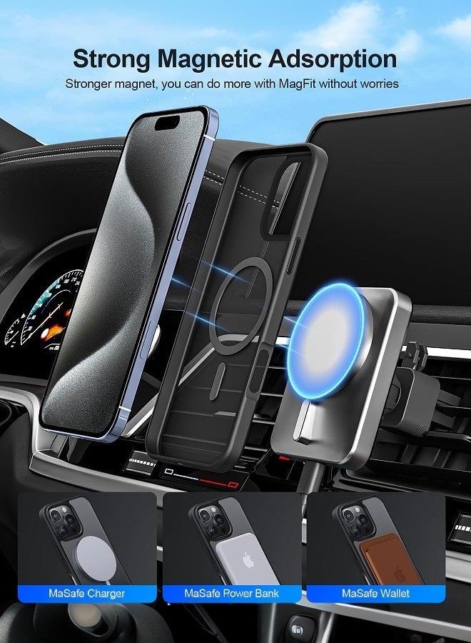 Tersely Magnetic Case for iPhone 16 Pro,Compatible with MagSafe,Scratch-Resistant,Anti-Scratch Translucent Matte Back Phone Cover - Black - Image 3