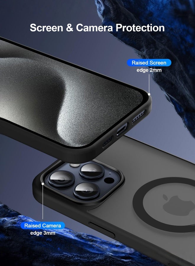 Tersely Magnetic Case for iPhone 16 Pro,Compatible with MagSafe,Scratch-Resistant,Anti-Scratch Translucent Matte Back Phone Cover - Black - Image 5