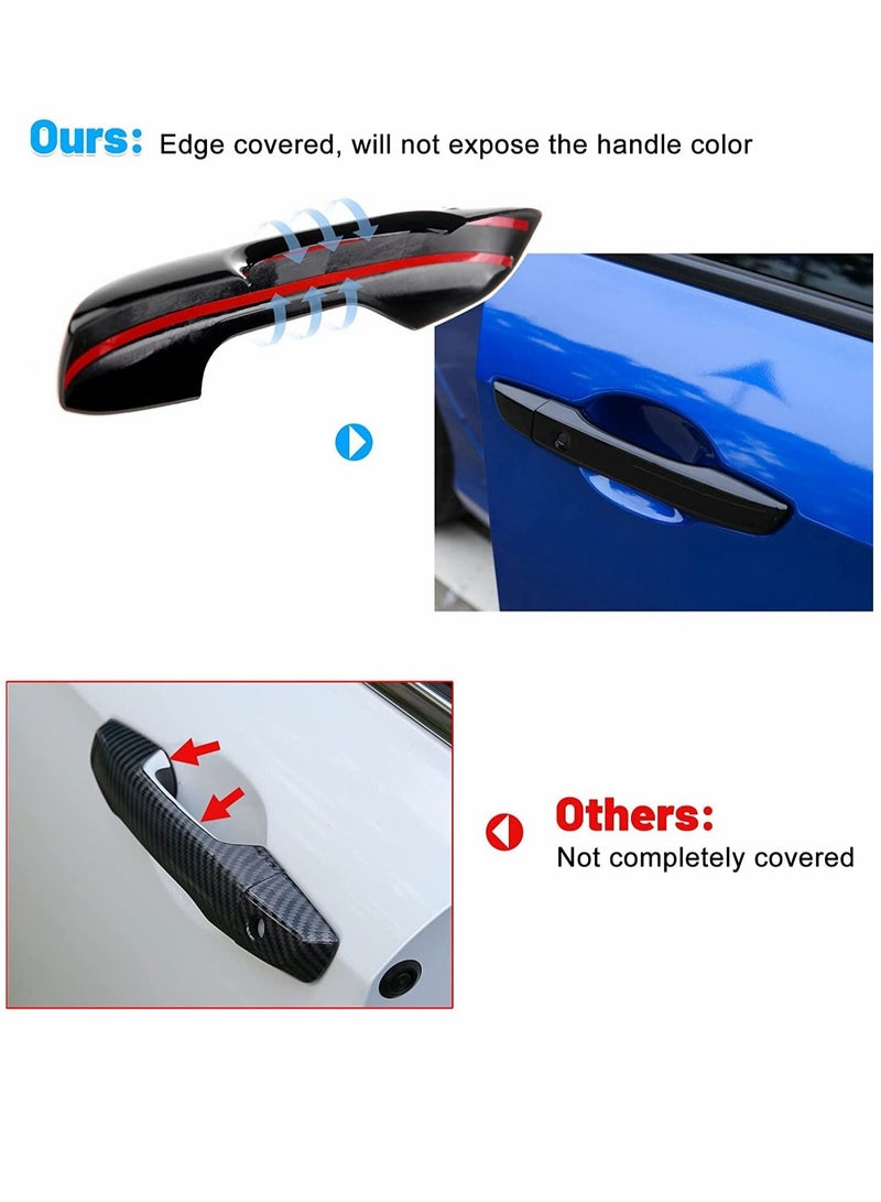 SYOSI Car Door Handle Carbon Fiber Pattern Left hand Drive Handle for 10th Gen Civic Carbon Fiber Style Door Handle Cover for Honda Civic Abs Black - Image 5