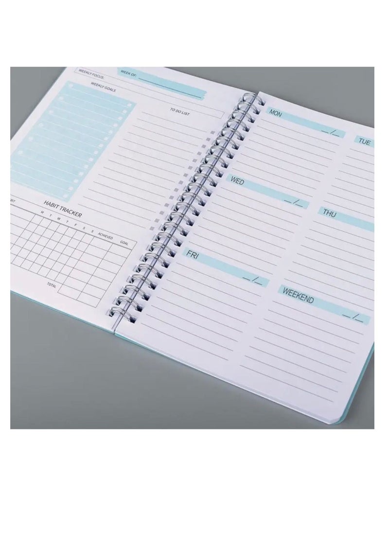 BLUE CORAL Daily Weekly Plan Schedule Organizer Notebook Weekly Goal Habit Schedule Office School Supplies, Blue  - Image 2