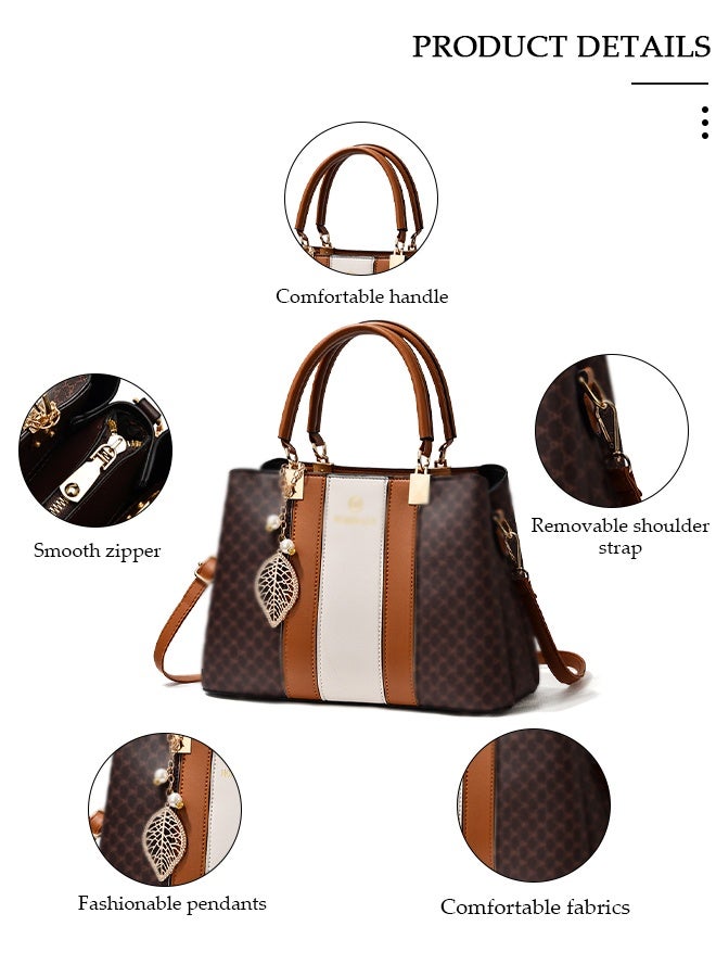 DUNISO Crossbody Purses And Handbags For Women,Large Capacity Pu Leather Tote With Top Handle, Printed And Color Matching Satchel With Zipper,Shoulder Bags For Travel And Daily Life,Earth - Image 3