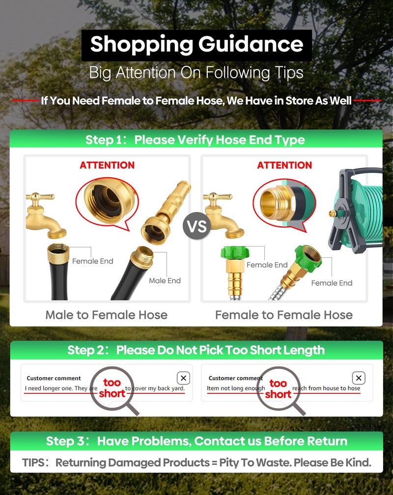 BlueGarden Short Metal Garden Hose 3 ft Connector, Stainless Steel Small Hose Extension Adapter for Hose Reel, Long, Flexible, Lightweight & Heavy Duty Water Pipe, No Kinking Outdoor Water Hose for Yard, 3 Feet - Image 3
