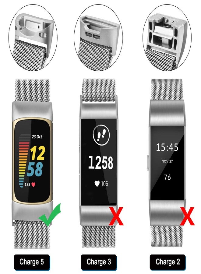 Vanjua for Fitbit Charge 6 Bands Women Men, Stainless Steel Metal Mesh Loop Adjustable Wristband Replacement Strap Compatible with Fitbit Charge 6 Fitness Tracker (Silver) - Image 3