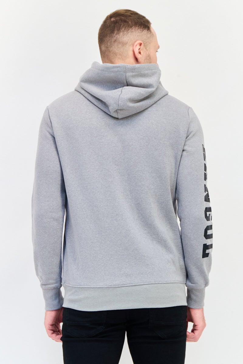 KANGOL Men Brand Logo Full Zip Long Sleeves Hoodie, Grey  - Image 3