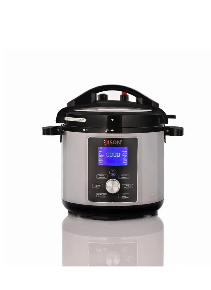 EDISON Edison Granite Pot Electric Pressure Cooker, 1400 Watt, 10 Liters, 11 Functions - Silver Black 