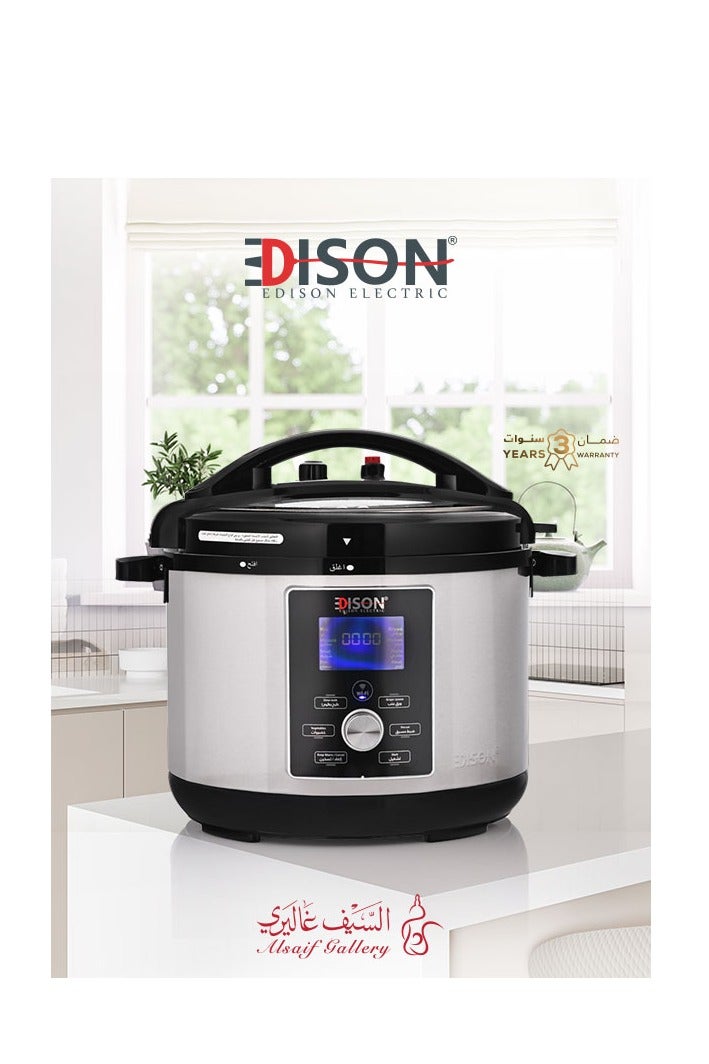 EDISON Edison Granite Pot Electric Pressure Cooker, 1400 Watt, 10 Liters, 11 Functions - Silver Black - Image 1