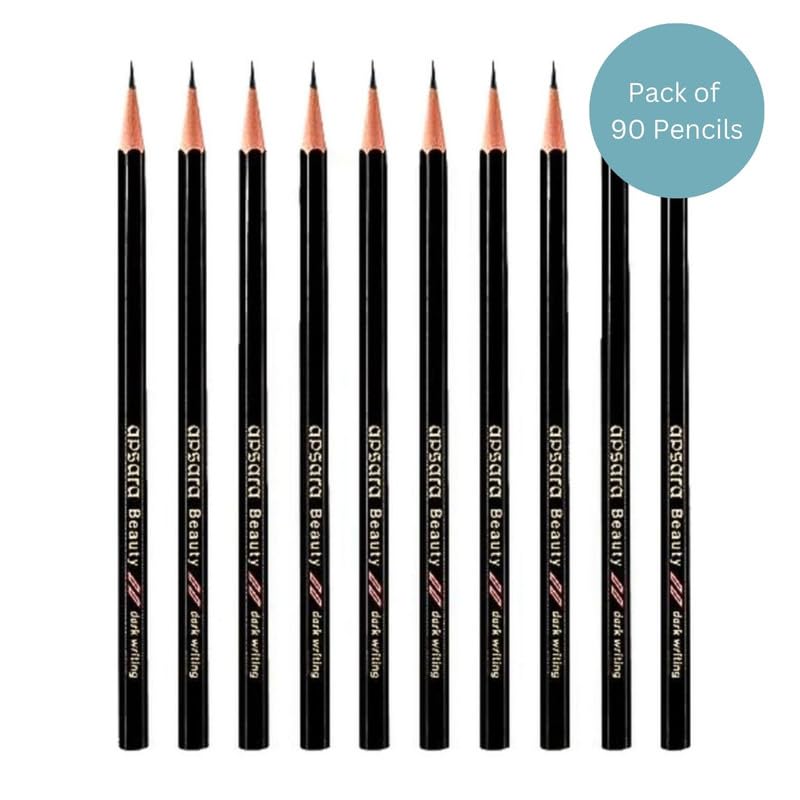 Apsara Gold Pencil Hexagonal Body for Strong Grip Classic Black Design Nontoxic Pack of 90