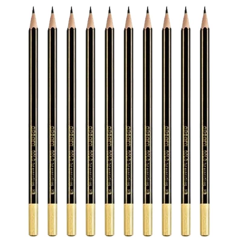 Apsara Gold Pencil Hexagonal Body for Strong Grip Classic Black Design Nontoxic Pack of 90