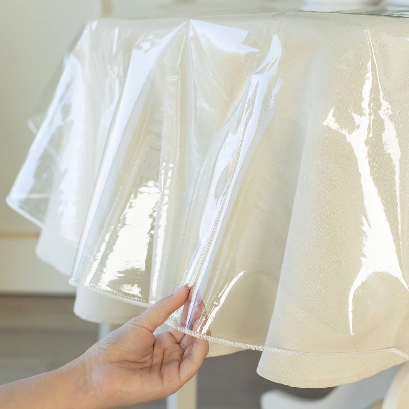Benson Mills Heavy Duty Crystal Clear Plastic 100% Waterproof Tablecloth Protector, Vinyl PVC Round Table Cloth, Oil Spill Proof Wipe Clean Table Cover for Dining Tables (60" Round) - Image 2