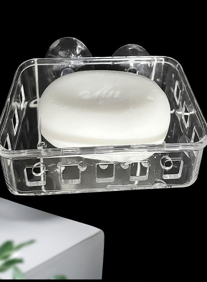 Capiant 1 Pack Suction Cup Soap Dish Holder Soap Case Clear Acrylic Plastic Wall Mounted Shower Soap Holder Bathroom Kitchen Accessory Securely Holds Bar Soap, Sponge, and Toiletries - Image 4