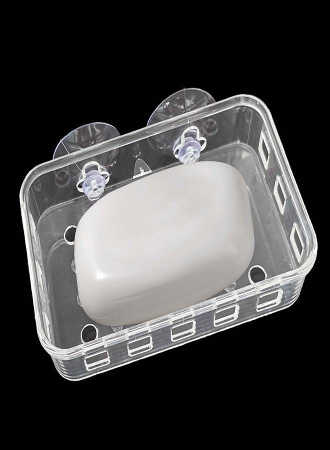 Capiant 1 Pack Suction Cup Soap Dish Holder Soap Case Clear Acrylic Plastic Wall Mounted Shower Soap Holder Bathroom Kitchen Accessory Securely Holds Bar Soap, Sponge, and Toiletries - Image 1