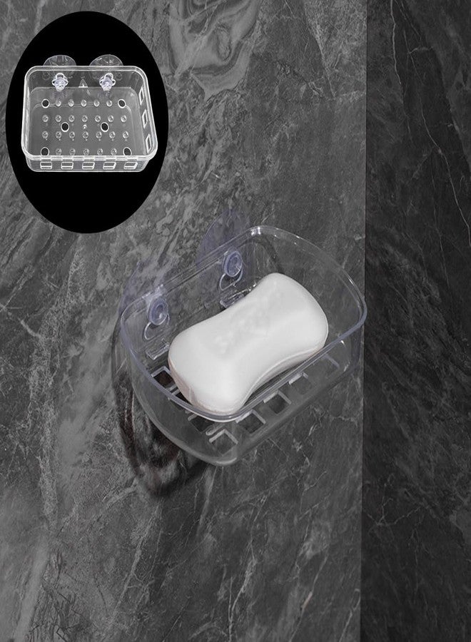 Capiant 1 Pack Suction Cup Soap Dish Holder Soap Case Clear Acrylic Plastic Wall Mounted Shower Soap Holder Bathroom Kitchen Accessory Securely Holds Bar Soap, Sponge, and Toiletries - Image 5