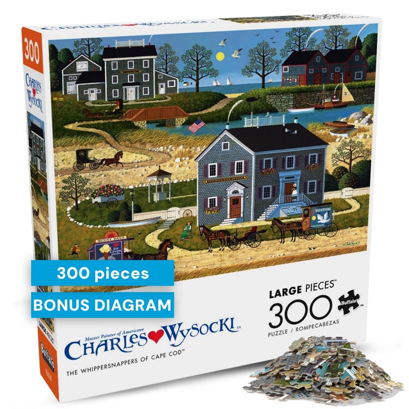 Buffalo Games - Charles Wysocki - The Whippersnappers of Cape Cod - 300 Piece Jigsaw Puzzle for Adults - Challenging Puzzle Perfect for Game Nights - Finished Size is 21.25 x 15.00 - Image 1