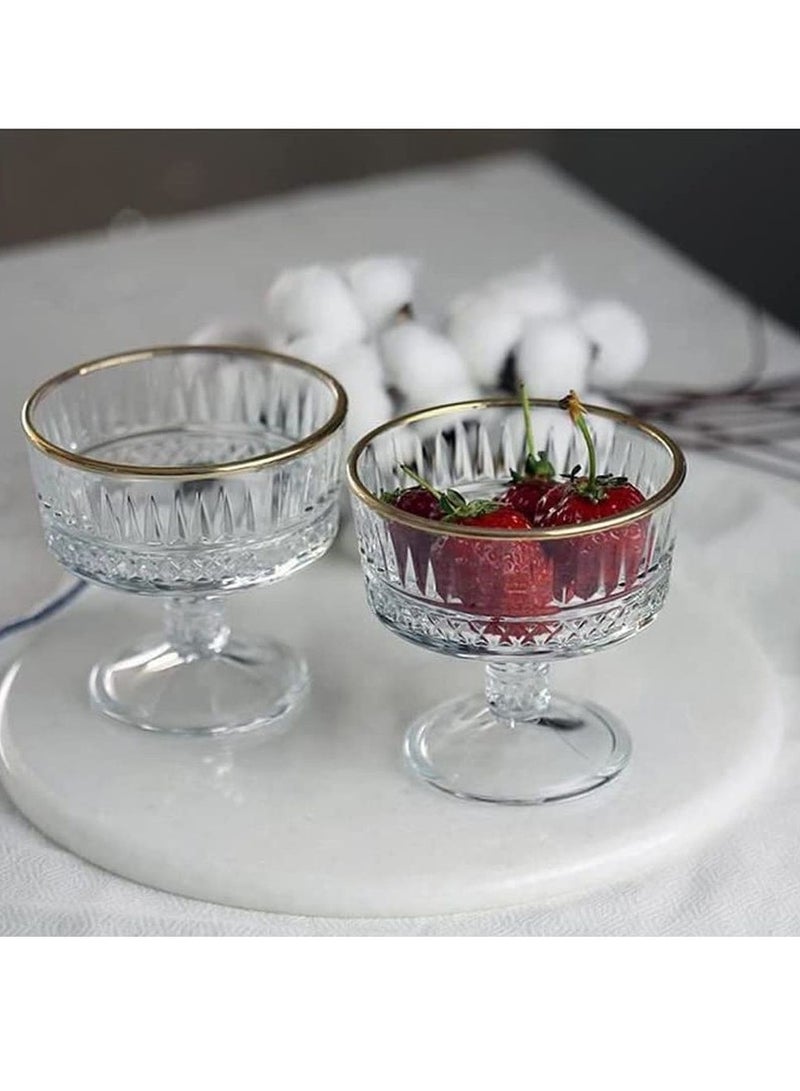 Pasabahce 2-Piece Elysia Golden Touch Ice Cream Bowl, 250 ml Clear 250ml - Image 1