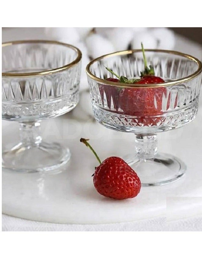 Pasabahce 2-Piece Elysia Golden Touch Ice Cream Bowl, 250 ml Clear 250ml - Image 4