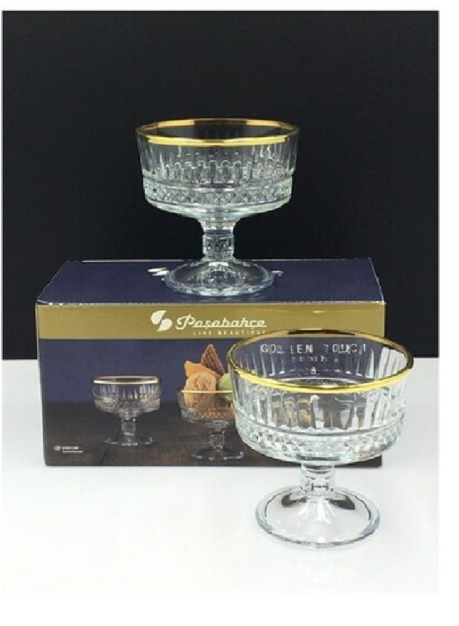 Pasabahce 2-Piece Elysia Golden Touch Ice Cream Bowl, 250 ml Clear 250ml - Image 5