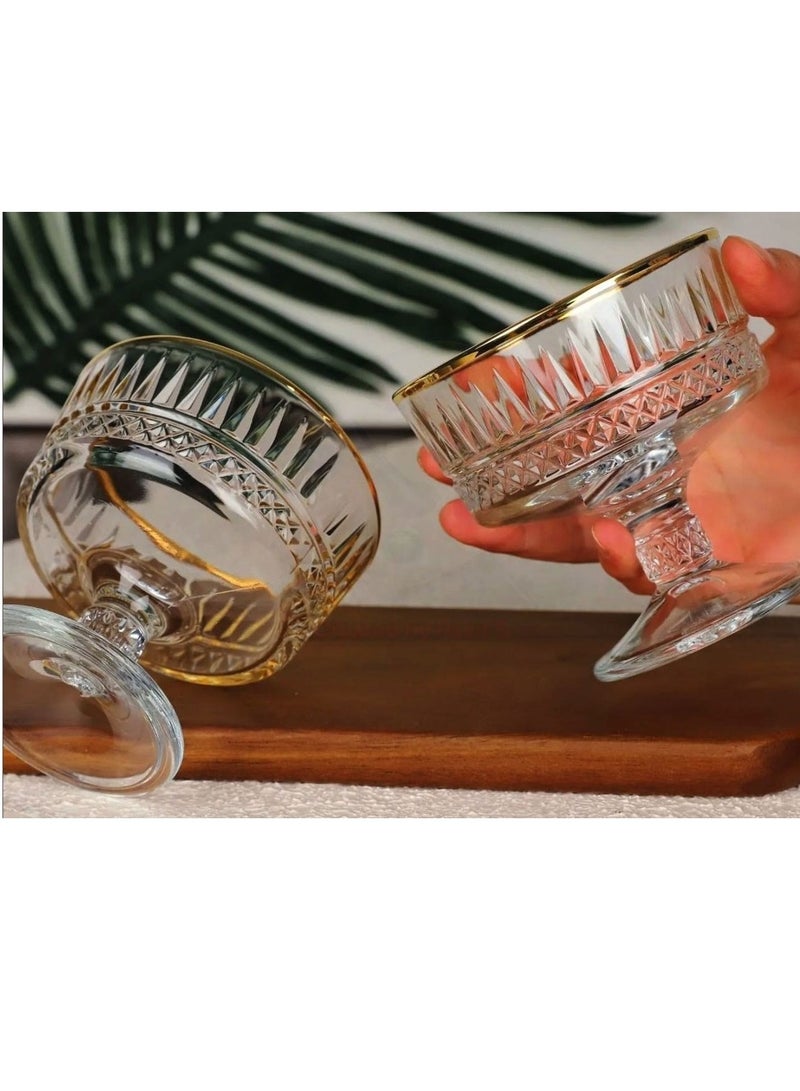 Pasabahce 2-Piece Elysia Golden Touch Ice Cream Bowl, 250 ml Clear 250ml - Image 2