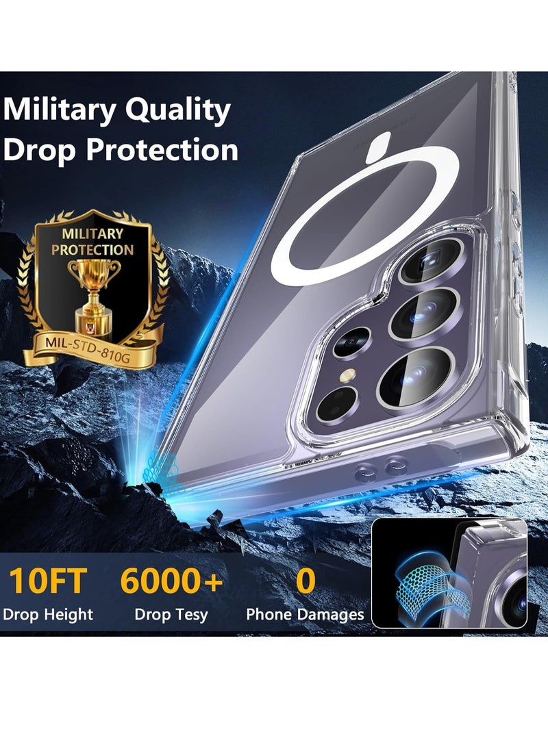 إلترازون Samsung S24 Ultra Case, [Samsung Galaxy S24 Ultra Case w/Screen Protector] Magnetic Shockproof Drop Protective Translucent Matte Back Phone Bumper Cover,Clear - Image 4