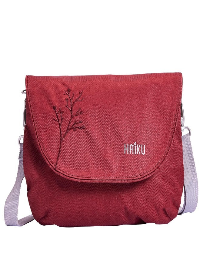 HAIKU Bliss Eco-Friendly RFID Blocking Travel Crossbody Saddle Bag, Rosewood - Image 1