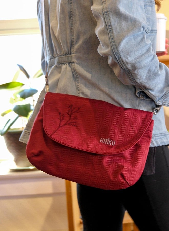 HAIKU Bliss Eco-Friendly RFID Blocking Travel Crossbody Saddle Bag, Rosewood - Image 2