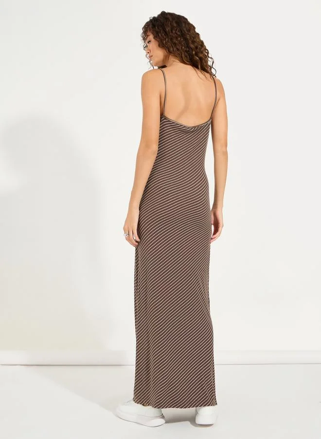Styli Striped Knit Maxi Dress