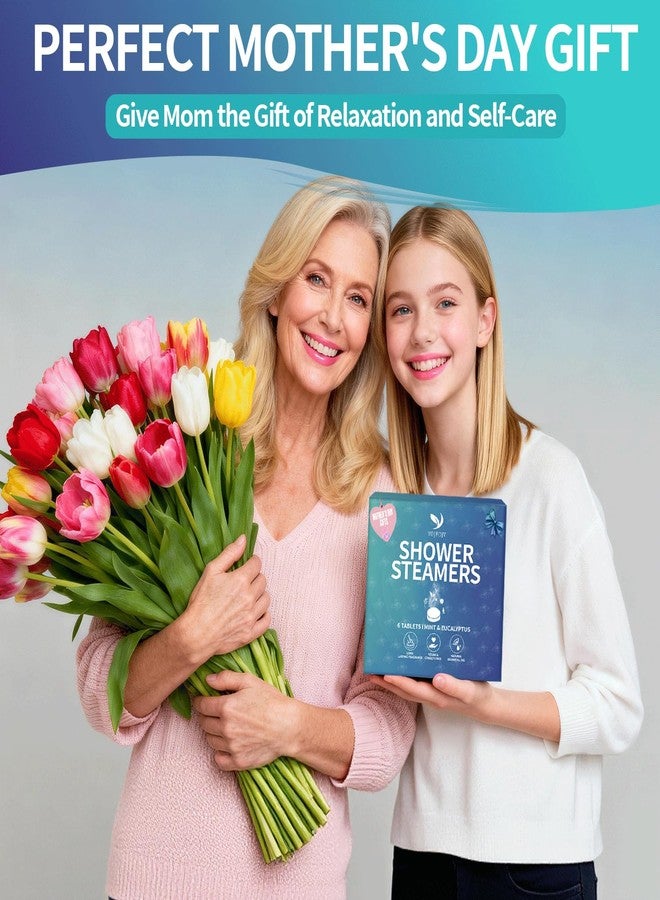 أقراص استحمام فوارة معطرة، هدية عيد الأم من الزوج للأم أو الزوجة، عبوة من 6 أقراص استحمام عضوية مع المنثول وزيوت الأوكالبتوس العطرية، هدية سبا للعناية الذاتية المنزلية - للاسترخاء - Image 2