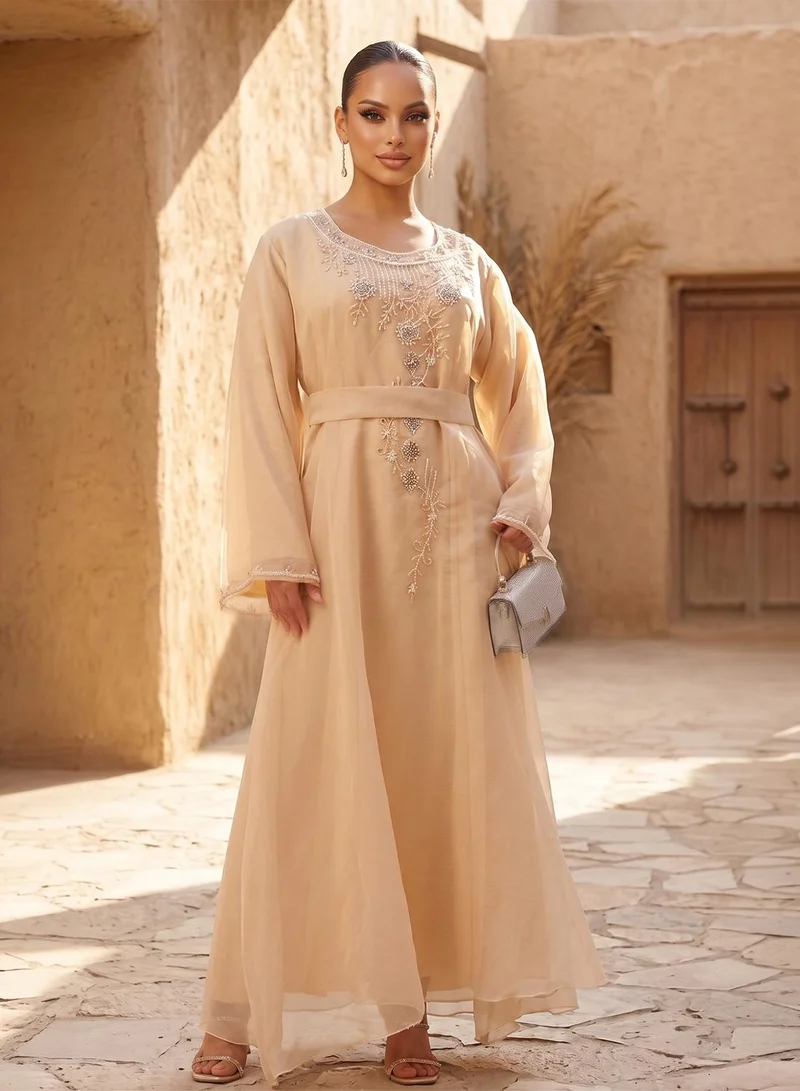 hayas closet Embellished Belted Jalabiya