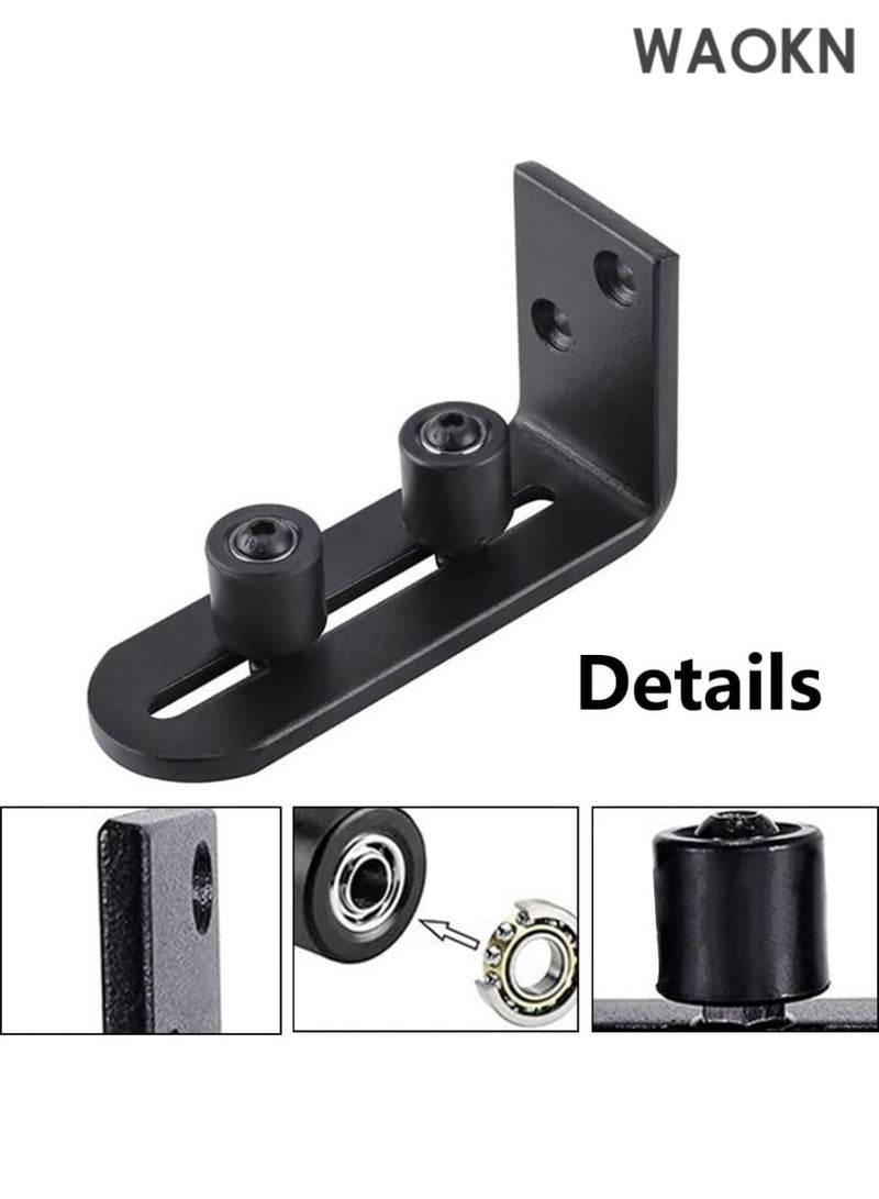 دبليو أيه أو كي أن أدلة أرضية جديدة ومُحسّنة لباب الحظيرة المنزلق (قطعتان، مجموعة كاملة) - نظام تثبيت على الحائط - بكرة تثبيت قابلة للتعديل - تصميم ذو قاعدة مسطحة - يناسب جميع أبواب الحظيرة بسمك أقصى 2.75 بوصة (قطعتان) باللون الأسود - Image 5