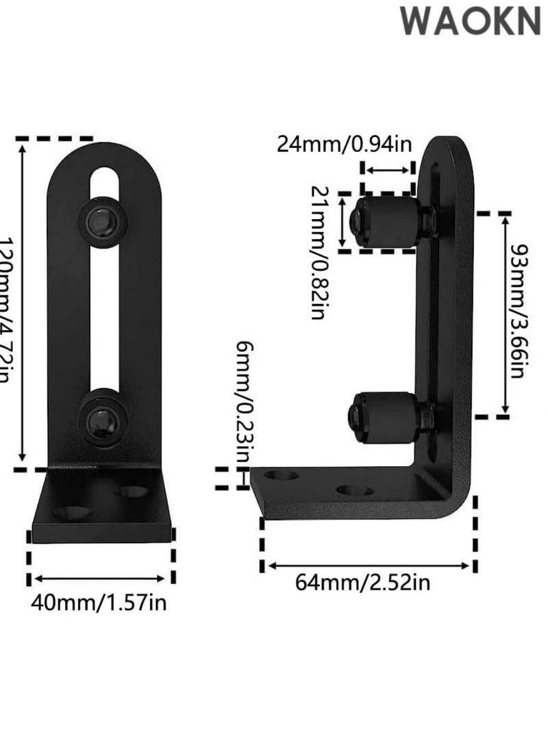 دبليو أيه أو كي أن أدلة أرضية جديدة ومُحسّنة لباب الحظيرة المنزلق (قطعتان، مجموعة كاملة) - نظام تثبيت على الحائط - بكرة تثبيت قابلة للتعديل - تصميم ذو قاعدة مسطحة - يناسب جميع أبواب الحظيرة بسمك أقصى 2.75 بوصة (قطعتان) باللون الأسود - Image 4