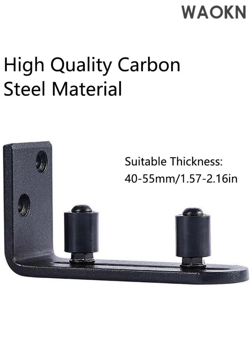 دبليو أيه أو كي أن أدلة أرضية جديدة ومُحسّنة لباب الحظيرة المنزلق (قطعتان، مجموعة كاملة) - نظام تثبيت على الحائط - بكرة تثبيت قابلة للتعديل - تصميم ذو قاعدة مسطحة - يناسب جميع أبواب الحظيرة بسمك أقصى 2.75 بوصة (قطعتان) باللون الأسود - Image 1