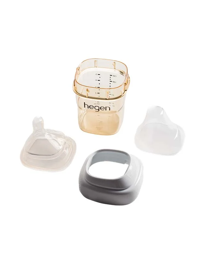 hegen 240ml/8oz Feeding Bottle with 2x Medium Flow Teat,Press-to-Close, Twist-to-Open (PCTO™) Lid, Breast-Like Teat, PPSU (Polyphenylsulfone) Material, Anti-Colic, BPA-Free,3 to 6 Months, 2 Pack